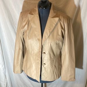 Pamela McCoy tan leather jacket. L